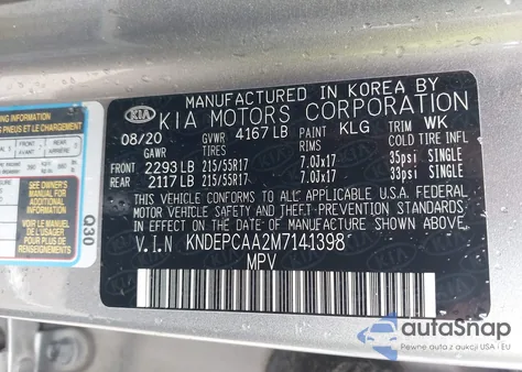 2021 Kia Seltos Lx из США, поврежденный, VIN KNDEPCAA2M7141398